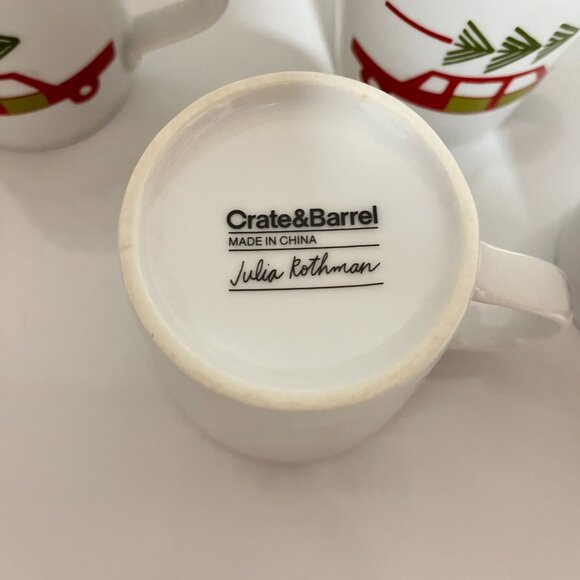 CRATE & BARREL Julia Rothman SET of 4 CHRISTMAS COFFEE 6 oz MUG/CUP-UNUSED - Picture 6 of 7